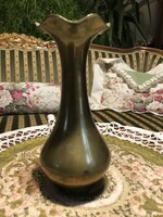 Small brass vase with ruffled edges, elegant, slim design