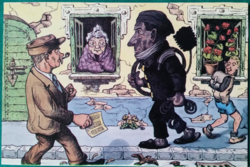 Bechtold István karikatúra  Kőszegről-kőszegiekről ,postatiszta képeslapon