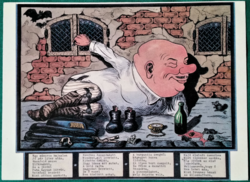 Bechtold István karikatúra és anekdota Kőszegről-kőszegiekről ,postatiszta képeslapon