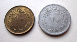 Egyiptom - 10 millieme - 1967 & 1973 - 2 db Forgalmi érme