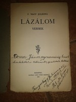 F. Nagy Juliánna: Lázálom - versek Dedikált! Bp., 1927. Neuwald Illés. Szakadt papírkötésben
