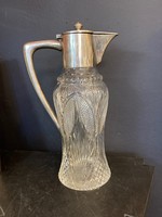 Carafe with silver neck - with polished glass, monogram