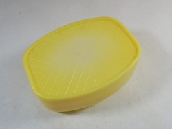 Retro sárga műanyag zárható fedeles utazó szappantartó szappan tartó - 1970-es évekből