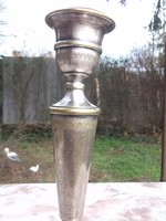 Antique candlestick in silver plated copper in beautiful condition 29 cm