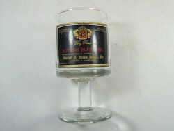 Old retro - Oporto Portuguese production - wine stemmed glass - glass painted label