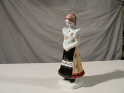 Hollóháza porcelain figurine, girl in folk costume for sale cheap