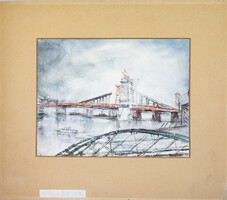 Samoday l. The chain bridge pastel 1949 is being built in Signó