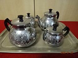 Russian printed pattern, four-piece, metal tea and coffee set with tray. He has! Jokai.