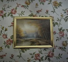 Modern framed landscape 13.5 X11 cm.