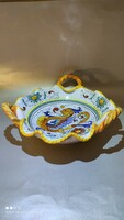 Majolica raffaellesco basket style very rare dragon marked ceramic serving bowl