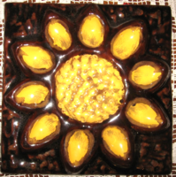 Sunflower retro ceramic craftsman mural