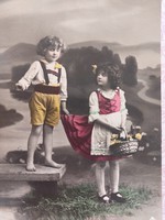 Régi képeslap fotó levelezőlap gyerekek