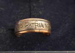 Arannyal és ezüsttel bélelt 2db 1. Vh-s Pro Patria gyűrű 1914-ből