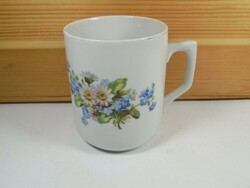 Retro old marked Zsolnay porcelain mug with flower pattern