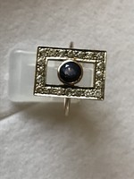 Art-Deco  gyémánt gyűrű zafírral és brilliánsokkal