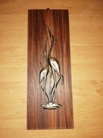 Retro wall picture on a wooden base plastic egrets 10*27 cm (14/d)