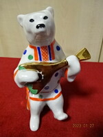 Orosz Dulevo porcelán figura, balalajkázó cirkuszi medve. Vanneki! Jókai.