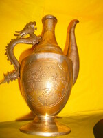 Antik  sárkánygyík füllel - keleti  díszítéssel  szép kézműves fém kancsó- kiöntő
