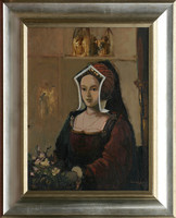 Tibor Kádár: Renaissance lady - with frame 52x42 cm - artwork 40x30 cm - 1810/22