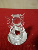 Karácsonyi üveg angyalka, piros szívvel, magassága 4,5 cm. Vanneki! Jókai.