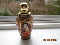 Antique Japanese double-walled snuff box vase with gilded metal cap