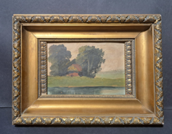Antik tájkép (szép, korabeli kerettel 22x30 cm)