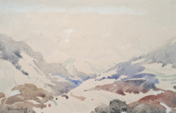 Géza Kövesdy (1887-1950): snowy hills - watercolor (size with frame 37x30 cm