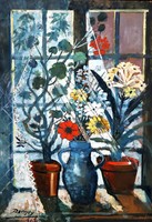 Remsey Jenő: Virágok, 100x70 cm