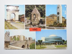 Képeslap - Vác város Kőkapu Liget Szovjet Emlékmű Kőhíd Művelődési Ház kb. 1980-as évekből