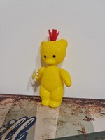 Retro kicsi piro koronás sárga maci figura