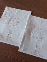 2 monogrammed, old pillowcases 57x43cm