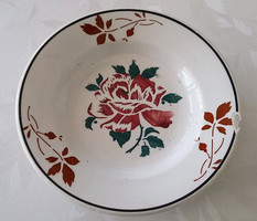 Antik régi Wilhelmsburgi fajansz tányér keménycserép rózsás falitányér 14.5 cm
