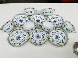 Herend lichtenstein blue 6 teacups with bottoms