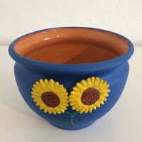 Blue sunflower ceramic pot
