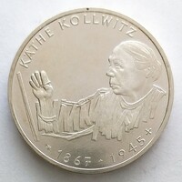 1992 G. German silver 10 marks. Käthe Kollwitz. Unc (no: 23/255.)