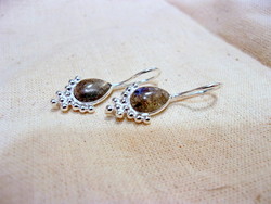 Silver earrings with labradorite stone decoration