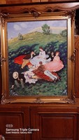 Szinyei Merse Pál után: Majális (festmény, Krafcsik Adolf ) ,  nagyon jó  áron  , uj keretben
