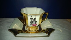 Fabulous antique -22k gilding-haas & czjzek coffee cup with plate