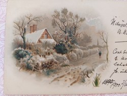 Régi képeslap 1900 levelezőlap havas tájkép