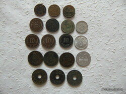 18 darab fillér korona - pengő - forint korszakból