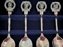 Silver plated spoon collection by Jean Manson V E Day ezüstözött angol gyűjtői kanalak