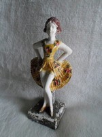 Art deco táncosnő, kézzel festett antik gipsz szobor  15 cm
