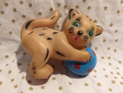 RETRO sípolós gumi játék macska cica figura 13 cm régi
