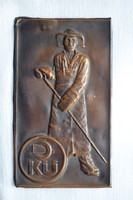 Ózd metallurgical plant copper plaque plate metal casting 9.2 x 5.3 cm
