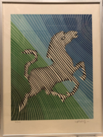 A large-scale, early zebra representation by Victor Vasarely.
