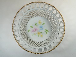 Régi Retro jelzett - Crown Regent porcelán tál tányér tálka virág áttört mintás -kb. 1970-es évek