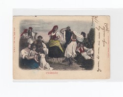 Művészi fotó magyar csárdás képeslap 1901 (kézzel festetett lap)