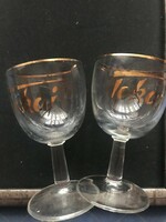 Stemmed / wine glasses with Tokaj inscription. In undamaged condition.