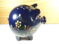 Retro old ceramic pig bush with flower pattern