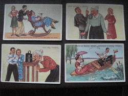 Humoros régi képeslapok 4 db anyós karikatúrák